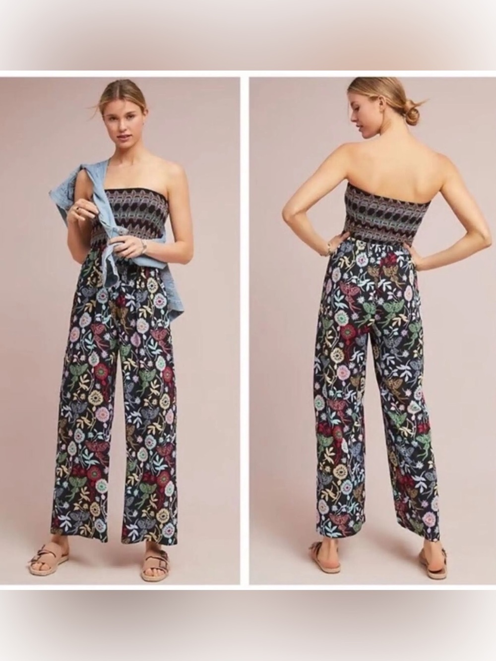 Anthropologie One September Crisfield Floral Strapless Jumpsuit, size M